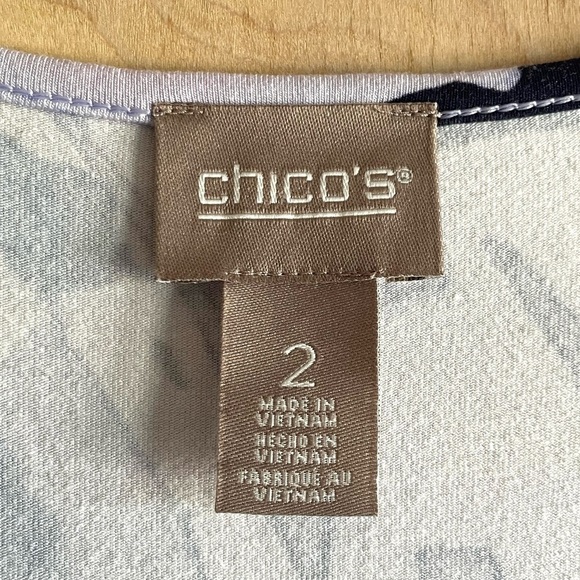 CHICO’S Blue Floral Sleeveless Maxi Dress Hi-Low Hem Stretch Sz 2 (L) NWOT - Picture 3 of 10